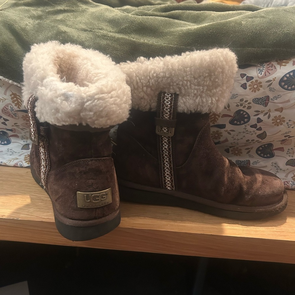 UGG Chocolate Suede Boots with Shearling
